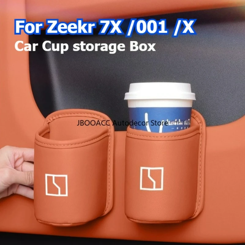 

For Zeekr 7X 001 X 009 2024 2025 2026 Car Door Water Cup Holder Back Seat Bottle Rack Leather Storage Box Organizer Accesorries