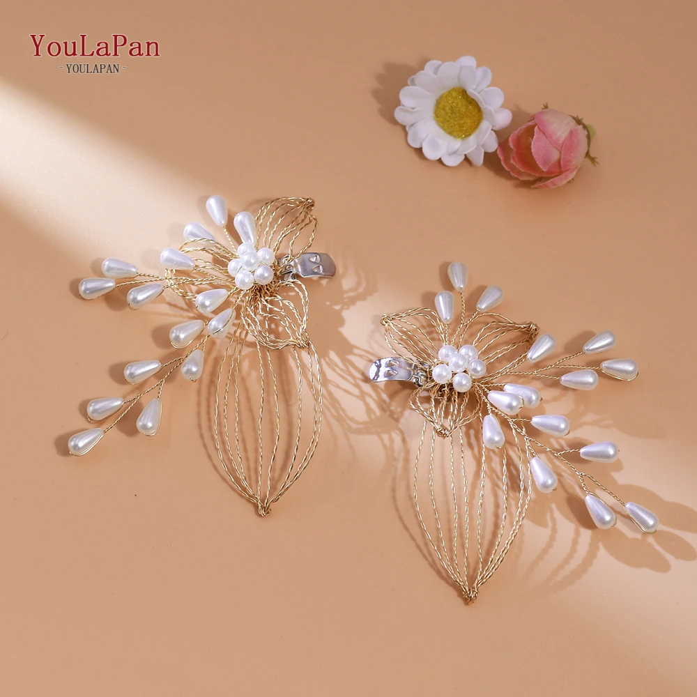 YouLaPan Golden Color Pearl Shoe Buckle Wedding Bride Shoe Decoration High Heels Fashion Accessory Handmade Shoe Clip HX55