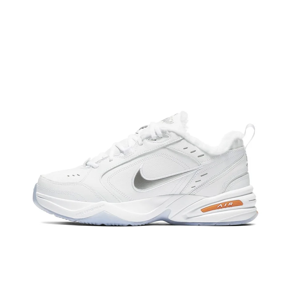 Nike Air Monarch 4 Chunky Sneakers Unisex Low Top White/Orange AV6676-100