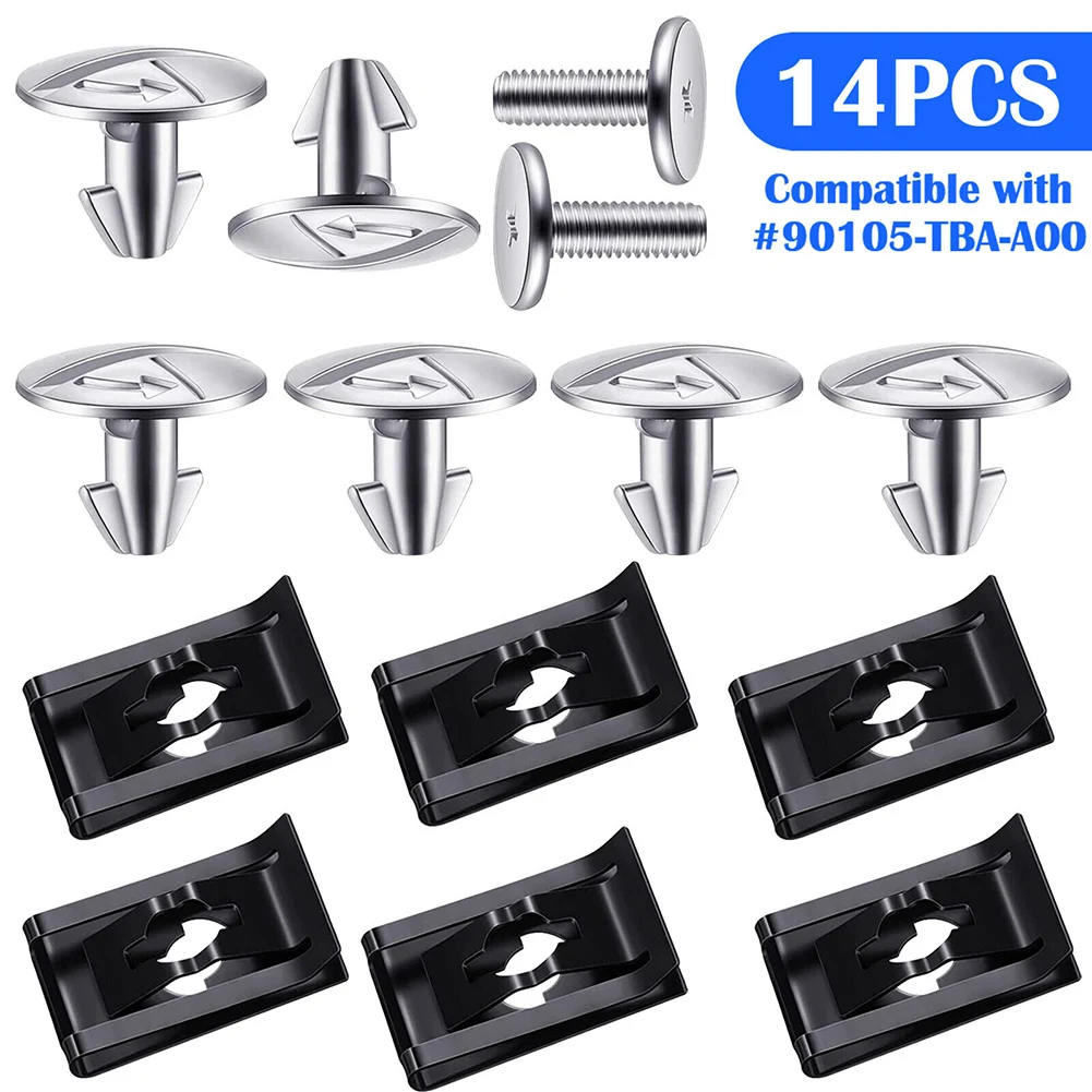 14pcs Car Engine Lower Cover Bolt Engine Access Cover Pin Bolt Screw Fastener Clips Compatible For Accord Civic 90674TY2A01