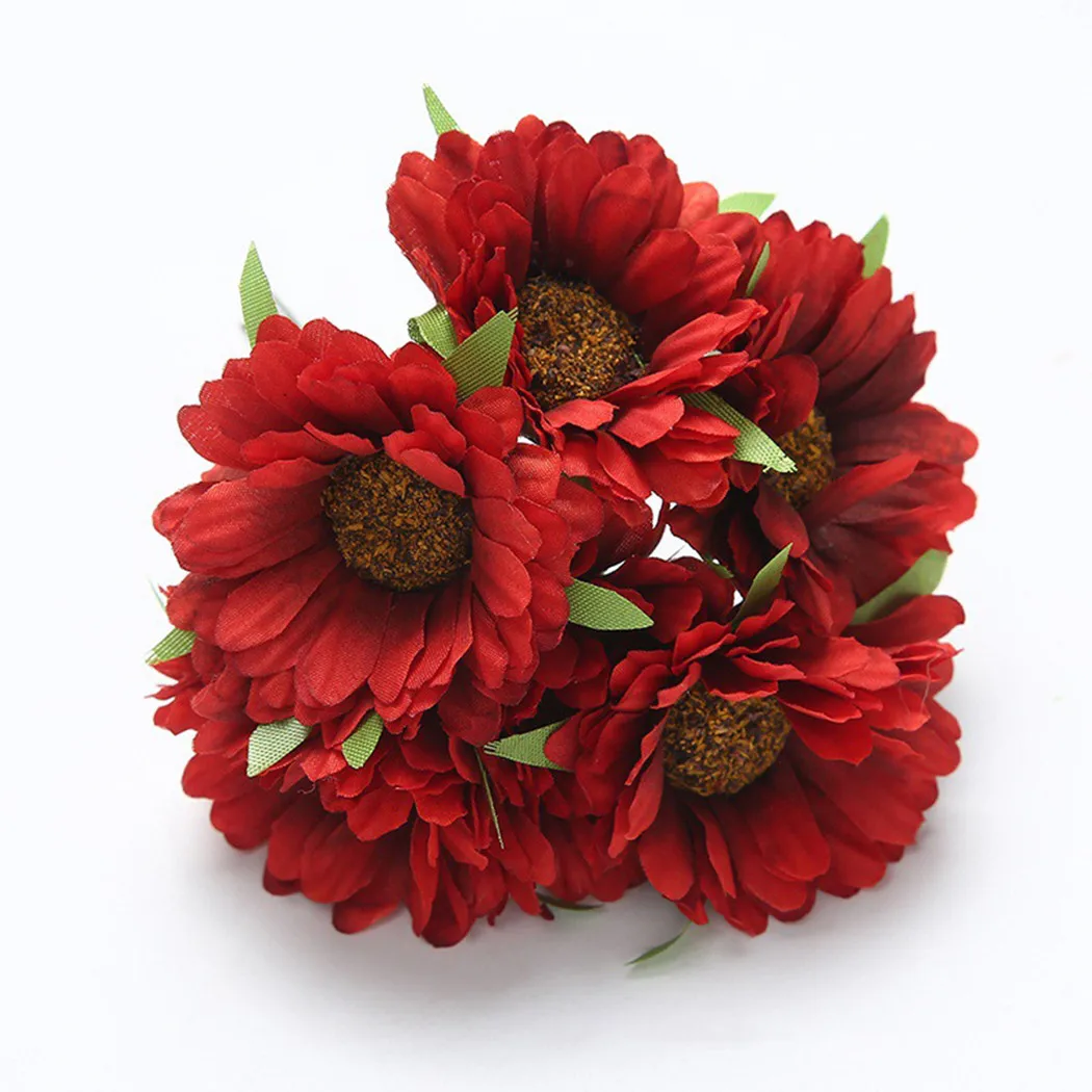 Flowers Artificial Flower Garden Gerbera Home Decor Decorative Faux Floral Real Touch Silk 6 Heads Bridal Bouquet