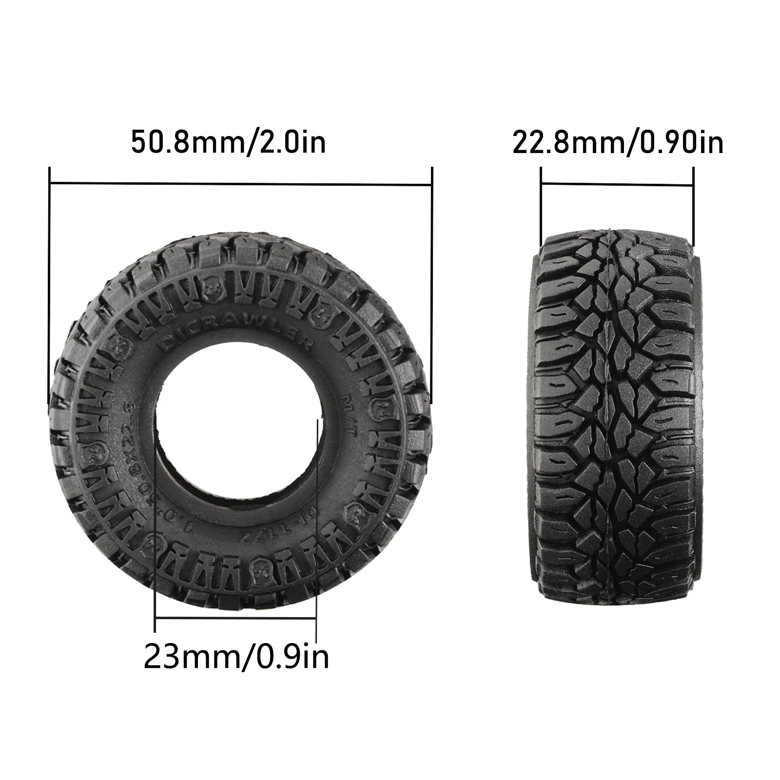 DJ 4pcs Micro Crawler 1.0 Inch  Tires Soft Mud Terrain Tires Upgrade for Axial SCX24 Bronco Gladiator Deadbolt FCX24 Enduro24