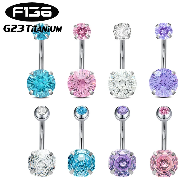 

1PC G23 Titanium 14G Piercing Belly Button Ring Internal Thread Firework Zircon Navel Ring Nombril Ombligo Body Piercing Jewelry