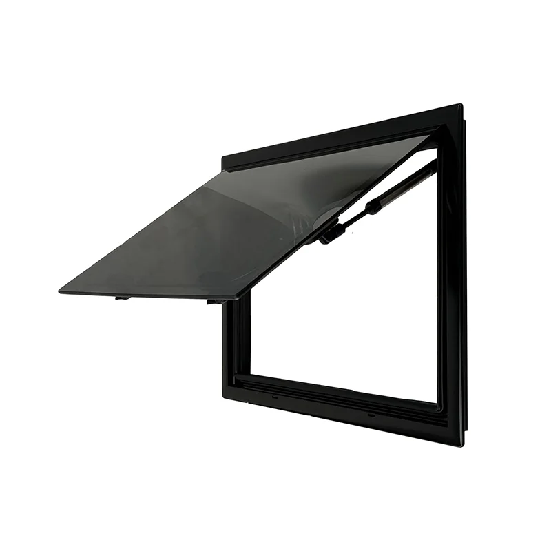 Rv Camper Motorhomes Flat Double-glazed Acrylic Hinged Window Caravan Windows With Black Blinds Frame