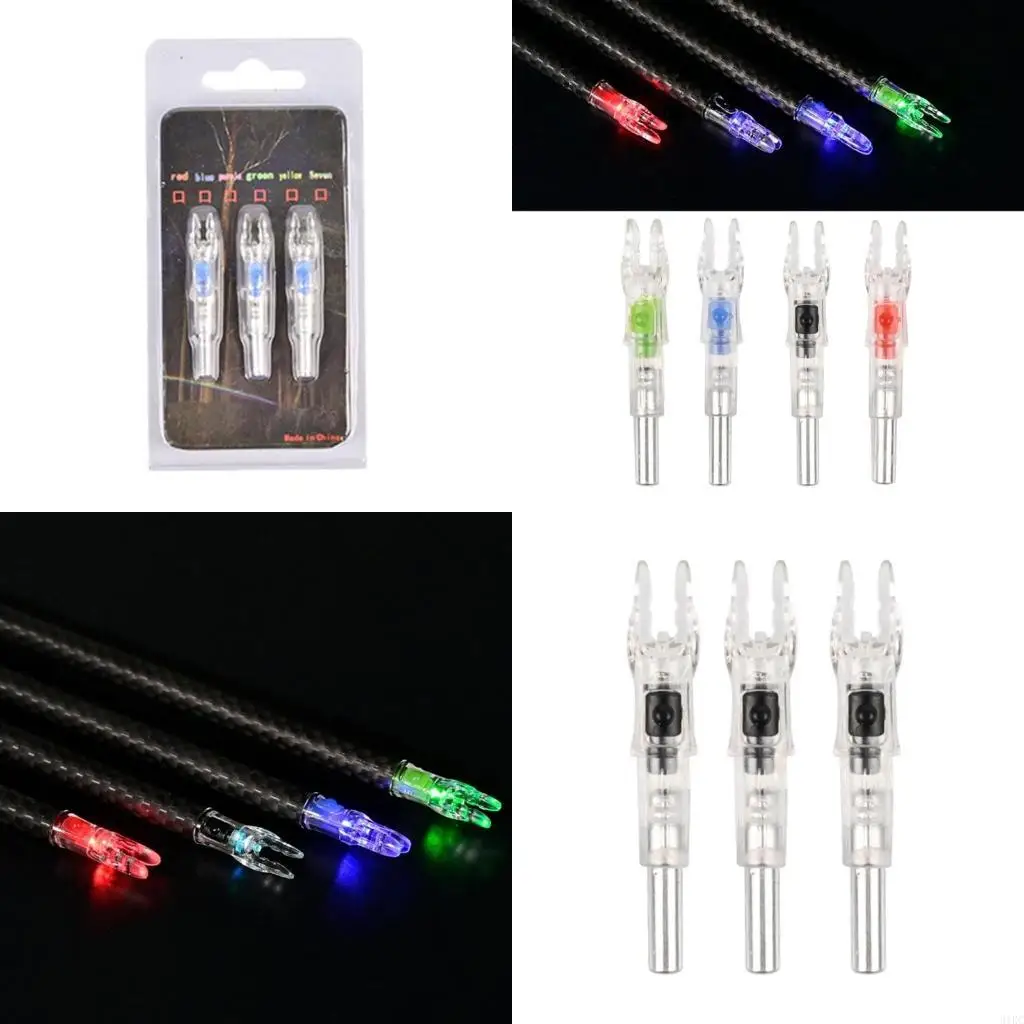 3Pcs Luminously Arrows Tail LED Luminously Lighted Nocks Automatic Illuminating Nocks for Hunting Shootings Easy to Use