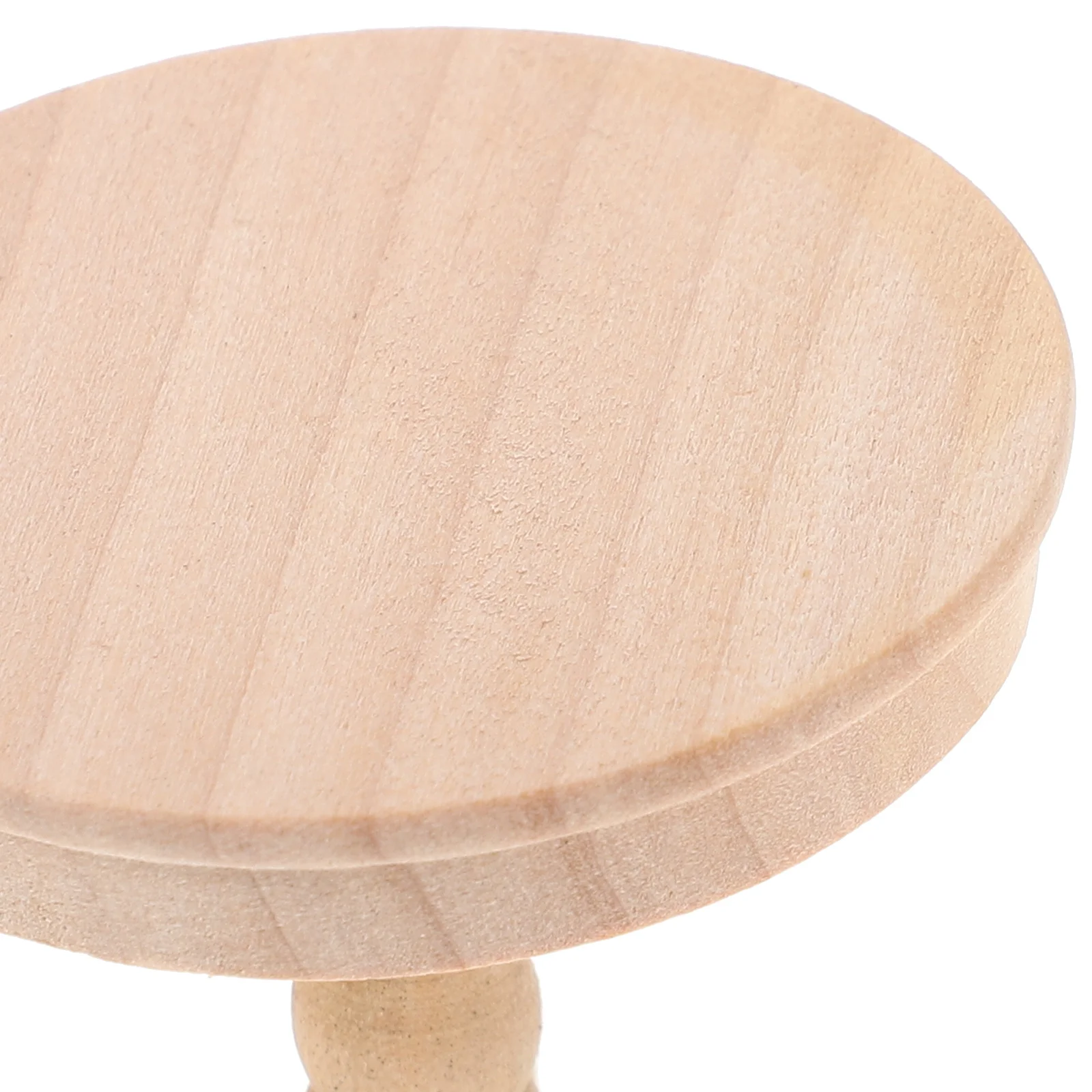 2Pcs Wooden Round Tea Table Miniature 1:12 Scale Small Coffee Table Natural Finish Dollhouse Furniture Accessories