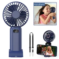 3000mAh  Mini Camping Fan Foldable Portable Neck Hanging Fans 5 Speed USB Rechargeable Fan with Phone Stand and Display Screen