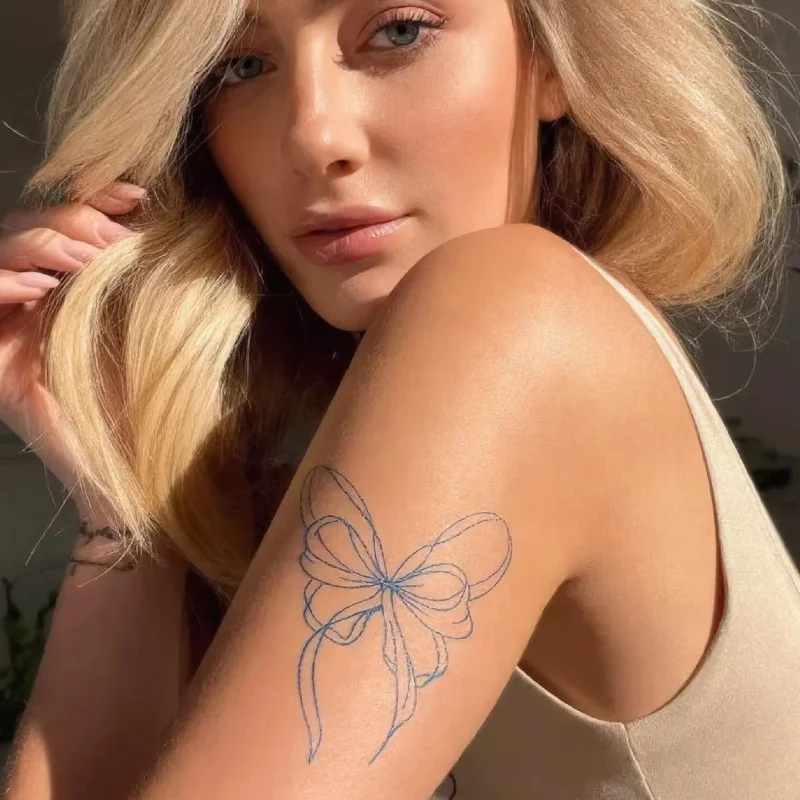 Butterfly and ribbon-patterned herbal temporary tattoos; suitable for arms and legs; lasts 10–12 days