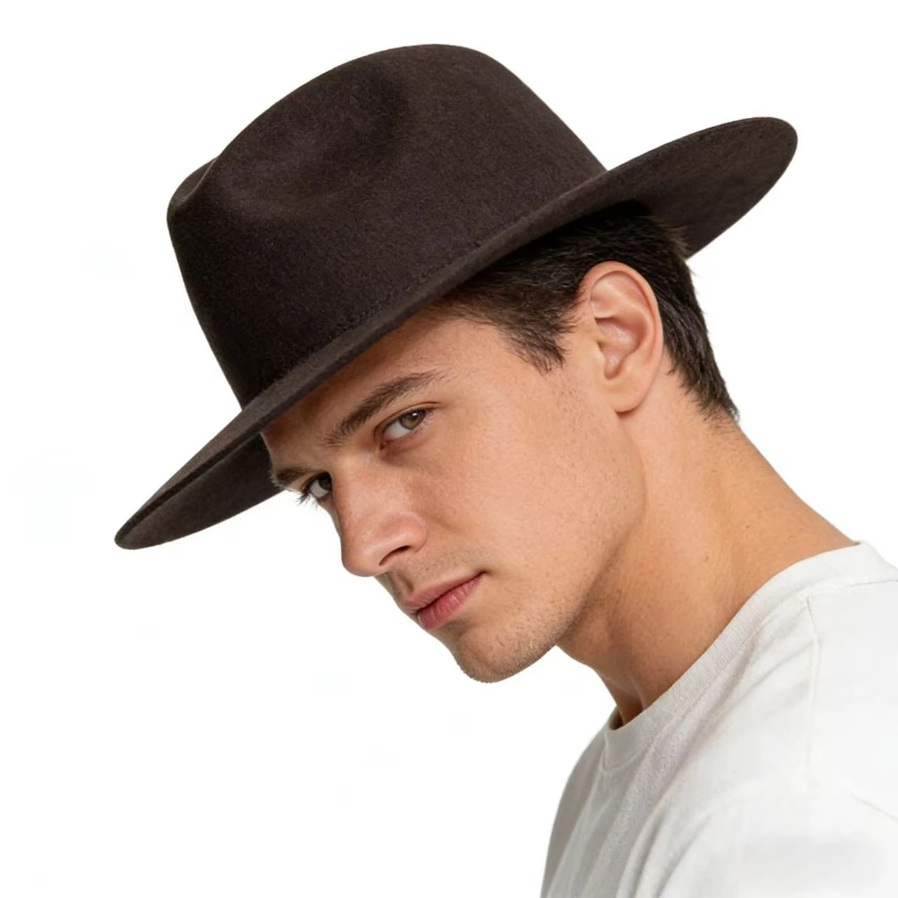 Men's Large Size 100% Wool Fedoras Hat Women Vintage Western Jazz Cowboy Hat Autumn Winter Big Head Wide Brim Felt Hat 56-62cm