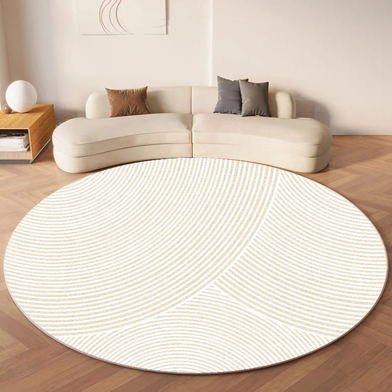VIKAMA Cream Wind Round Carpet Non-Slip Silent Study Swivel Chair Cushion Living Room Bedroom Dresser Carpet Home Decoration