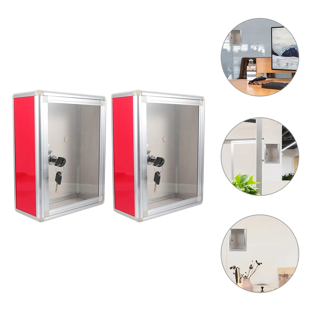 2 Buah Kotak Surat Transparan yang Dipasang di Dinding, Kotak Saran Logam untuk Ruang Kelas, Tempat Umum, Pengumpulan Dana, Pengumpulan Surat Suara