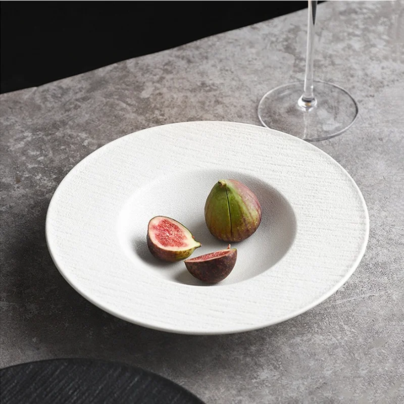 restaurant-ceramic-plates-soup-plates-straw-hat-plates-rock-patterned-frosted-tableware-salad-bowls-kitchen-supplies