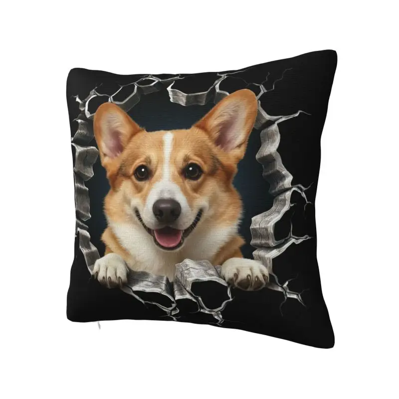 Pembroke Welsh Corgi Cushion Cover 40x40 cm Polyester Velvet Dog Lover Throw Pillow Case For Sofa Decoration Bedding Pillowcase