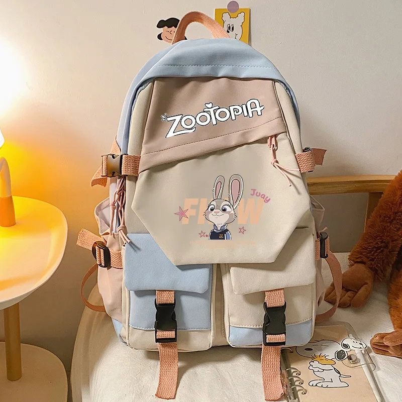

Disney Zootopia Backpack Teens Shoulder Bag Anime Boys Girls Schoolbag Fashion Laptop Daily Casual Students Cartoon Travelbags