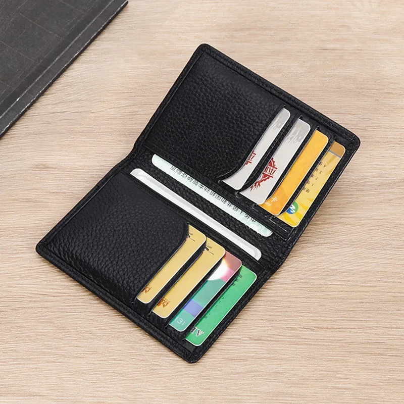 Portefeuille porte-cartes de crédit en cuir mince avec blocage RFID pour hommes, rangement multi-cartes, clip pour cartes de crédit, accessoires de sac à main quotidien