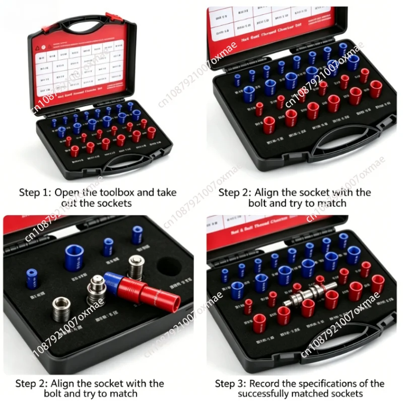 Nut and Bolt Thread Checker Gongzi Gauge, 44PCS Metric & British Thread Measuring Tool Set