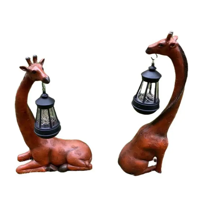 

Giraffe Sculpture Solar Lights Cute Giraffe Statue With Solar Lantern Creative Resin Lighted Garden Giraffe Sculpture Ornament