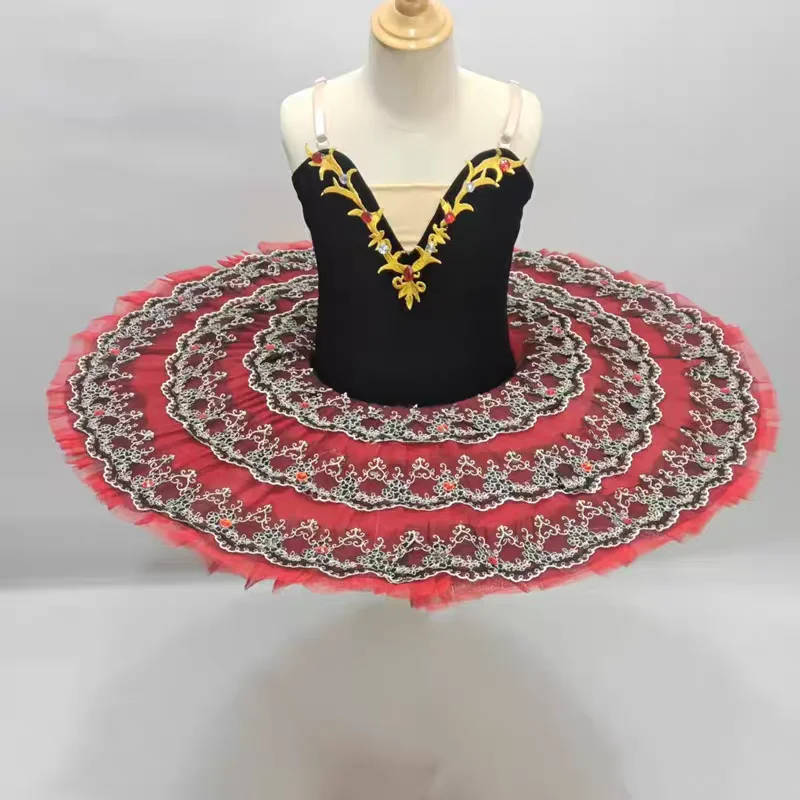 Esmeralda-Ballett-Tutu-Kostüm für Mädchen für Auftritte, Ballett-Tüll, bauschiger Rock, weißer Schwanensee-Pfannkuchen-Tutu, Ballerina