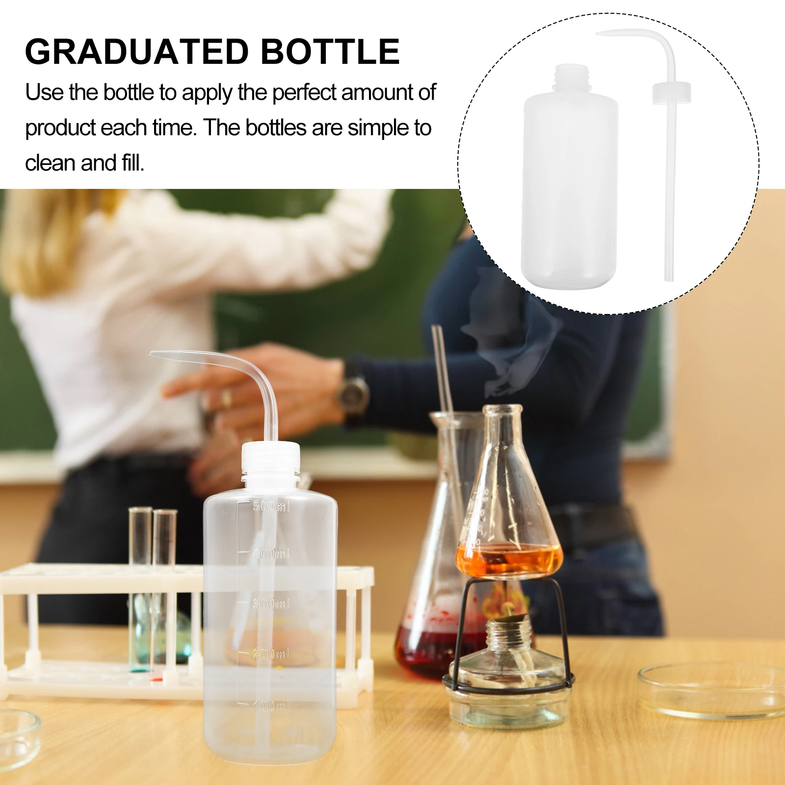 

1pc Washing Bottle With Scale Refillable Plastic Squeeze Lotion Bottles For Hairdressing Shampoo Empty Graduated Liquid