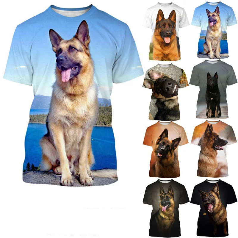 New Unisex 3D Dog Printing T-Shirt Cute German Shepherd 3D Printing T-Shirt Men's Shirt Men's