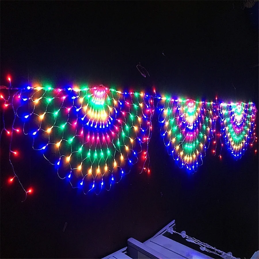 3M Peacock LED Mesh String Lights Christmas Fairy Lights Outdoor Window Curtain Light Garland for Wedding Garden Courtyard Decor