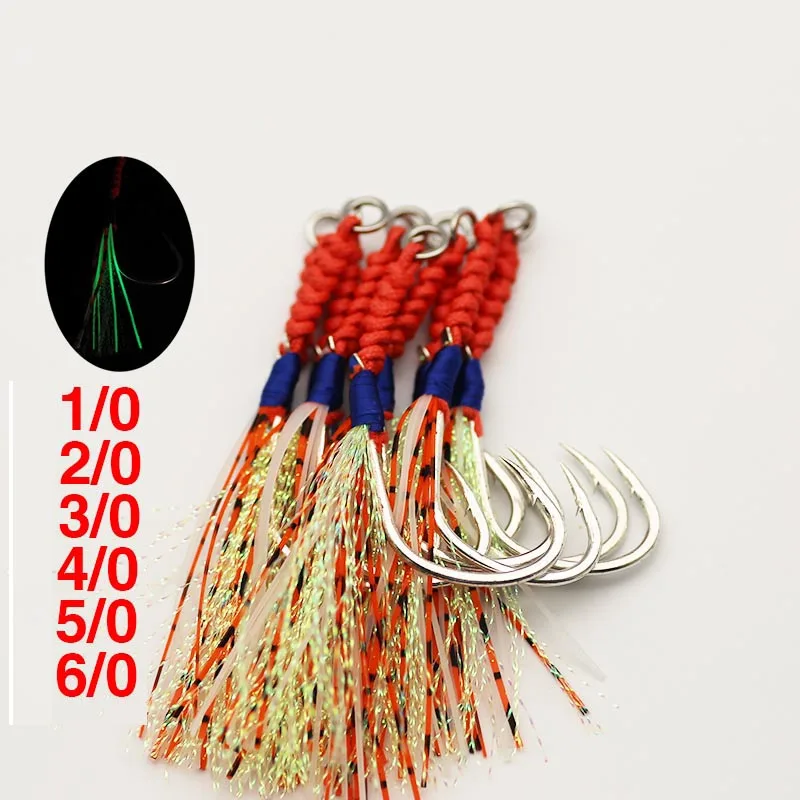 

Jig Hook Luminous Rubber Metal Jig Auxiliary Single Hook 10 Pcs 20 Pcs Lure Hook Slow Jump Auxiliary Fishing Accessories