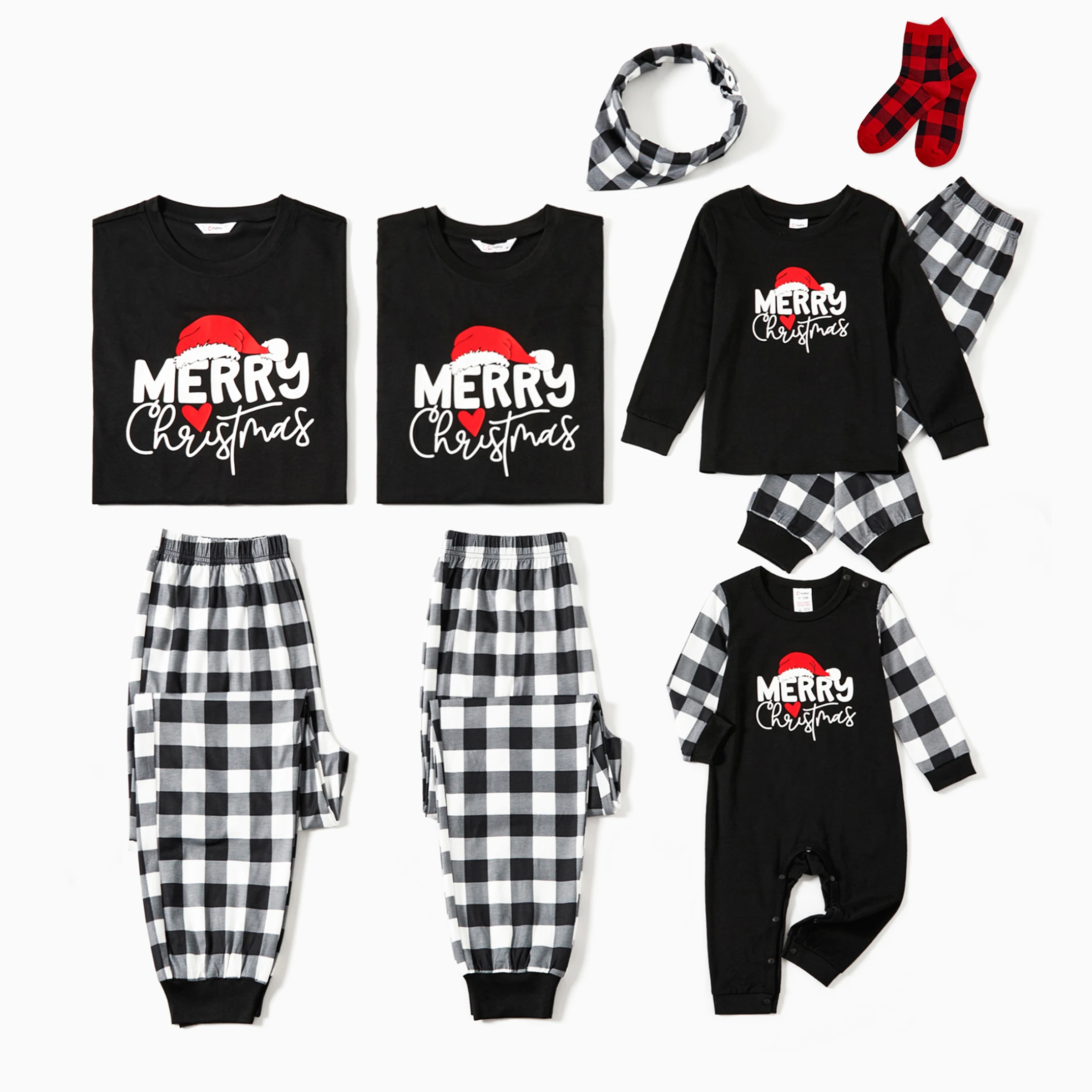 PatPat Christmas Family Matching Glow In The Dark Letters Print Long-sleeve Pajamas Sets