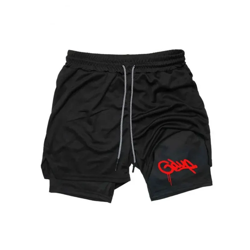 Exercise Physical Fitness Men's Double-Layer Casual Sports Pants Breathable Fashion Running 2-in-1 Training Shorts Comfortable