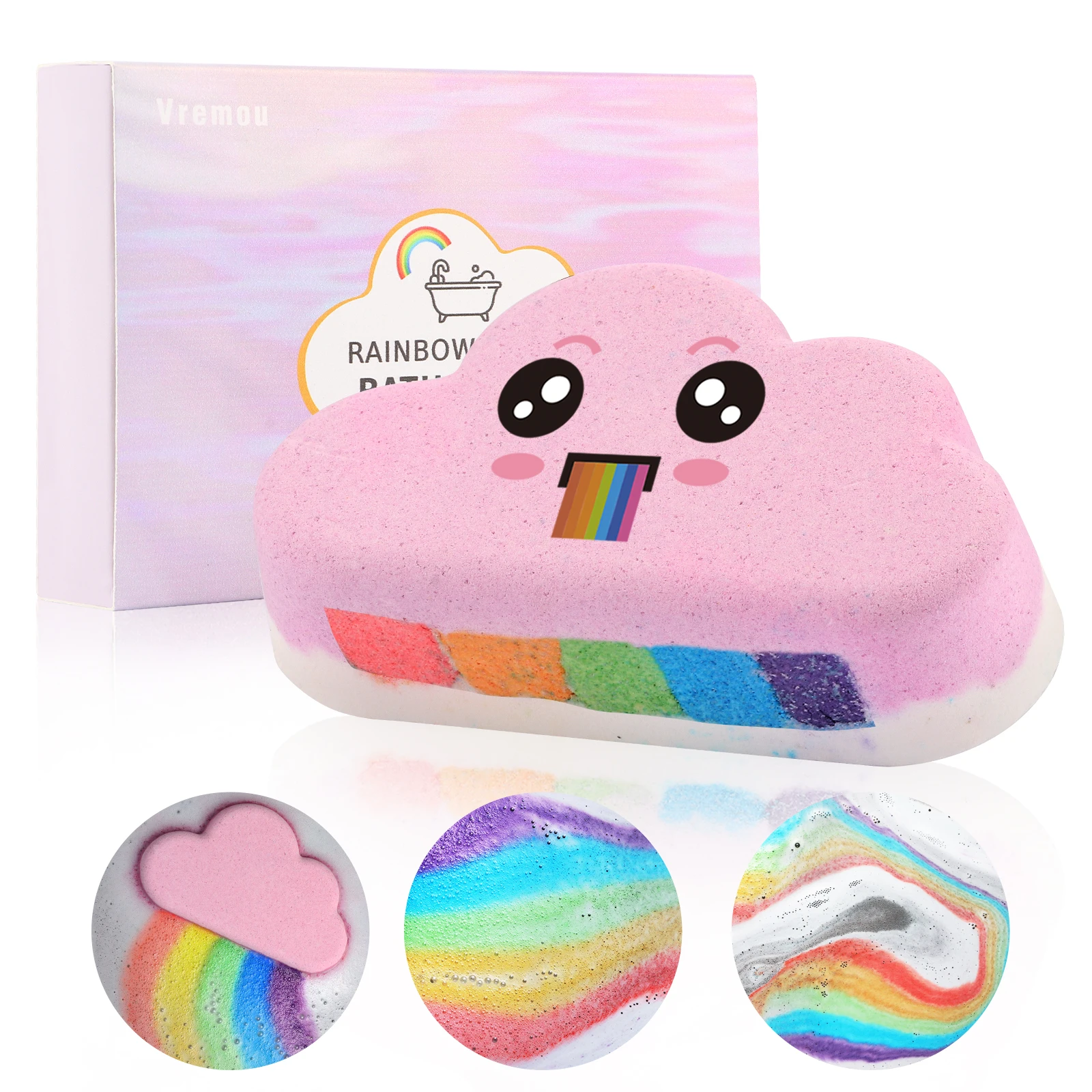 Pink Fragrance Rainbow Cloud Bath Toys, Colorful Dissolving Bath Toys with Surprise, The Perf Colors, The Perfect Bath Gift
