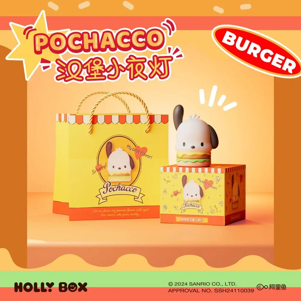 

Kawaii Pochacco Burger LED Night Light Cute Silicone Lamp Perfect for Bedroom Decor Gifting to Sanrio Fans and Night Use