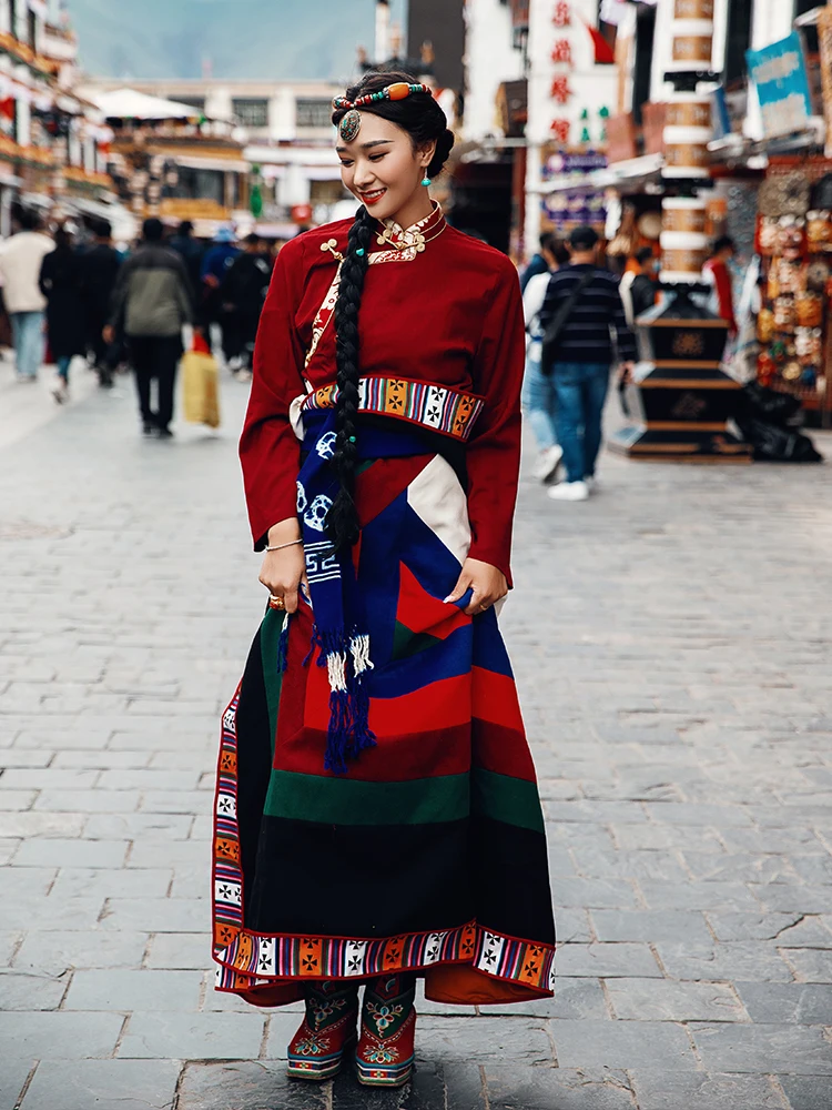 Robe de style ethnique pour femmes, vêtements chinois, photographie de voyage, printemps et automne, nouveau