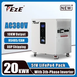 Three-Phase AC380V 20KWh 15KWh 48V Powerwall LifePo4 Battery 51V 2-IN-1 Solar Energy Storage System Built-in Inverter 10KW Power