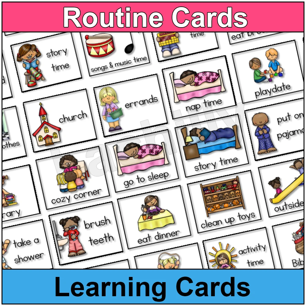 170+ Visual Schedule/Routine/Chore Chart for Kids Phonics Early Education Learning Toys English Cards Classroom Layout