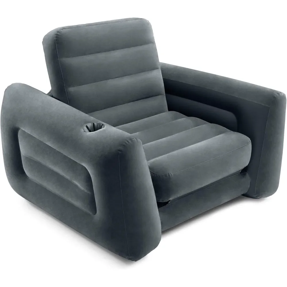 

Inflatable Pull-Out Chair: Built-in Cupholder – Velvety Surface – 2-in-1 Valve – Folds Compactly