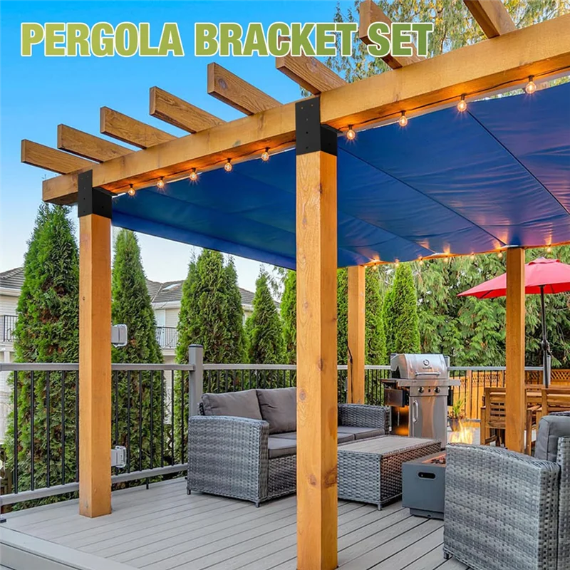 

ABXD 4 Pcs Pergola Brackets 4X4in ( Actual 3.6 "X 3.6") Rafter Post Brackets Pergola Kit, Gazebo Brackets Wall Mount Bracket