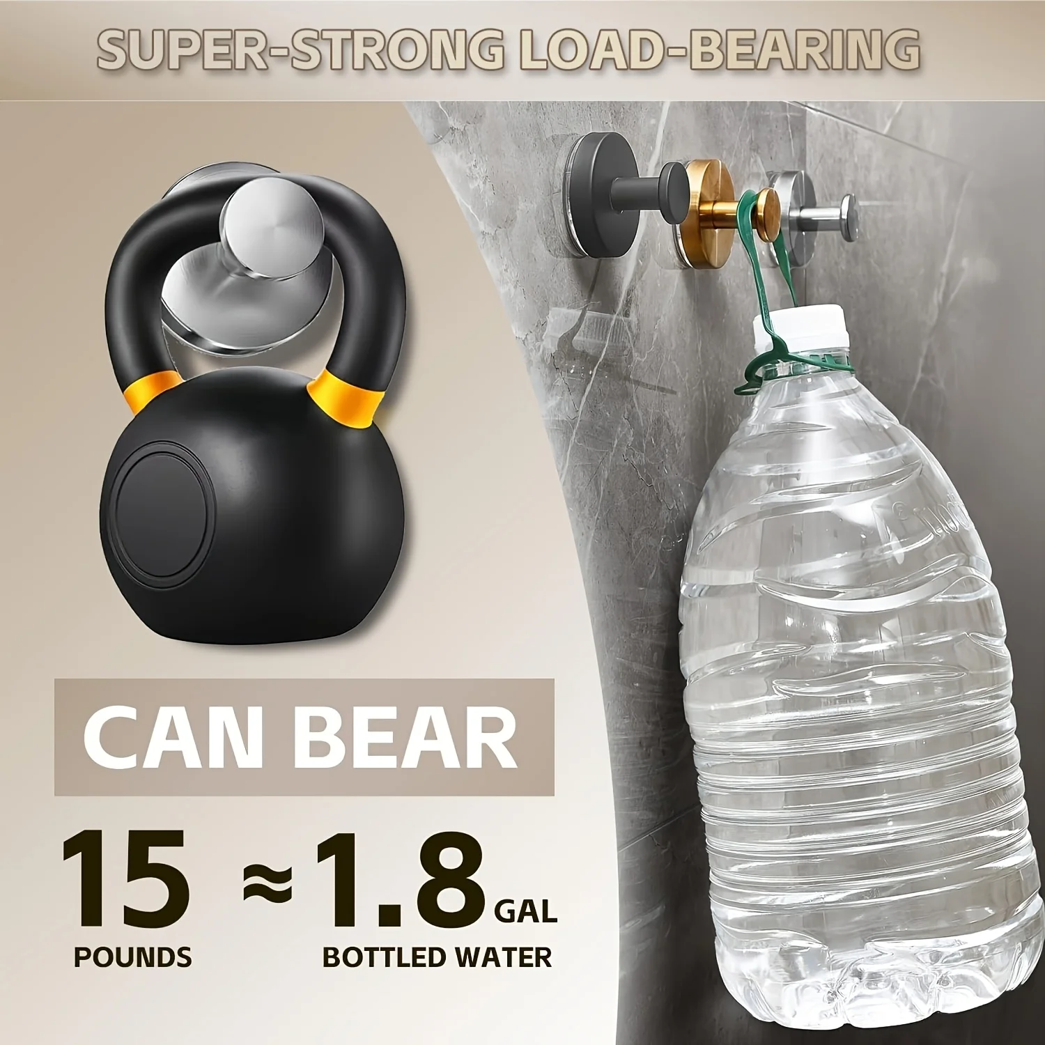 Strong Suction Cup Hooks, Suitable for Shower, Bathroom, and Kitchen - No-Drill Wall-Mounted Towel Hooks with Vacuum Technology, view 5