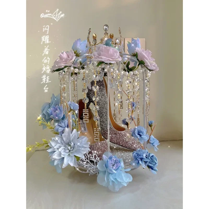 Crystal lantern wedding shoe box ring bride wedding reception game props creative collection shoes cage shoe