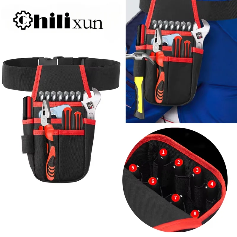 

Multiple Pocket Tool Waist Pack Waterproof Holster Power Tool Electrician Toolkit Drill Waist Bag Screwdriver Hardware Organizer