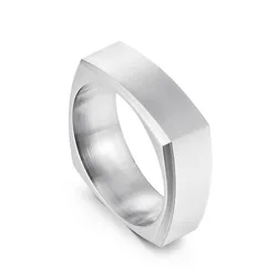 Simple frosted ring ins wind fashion plain face boxy stainless steel men's brushed ring