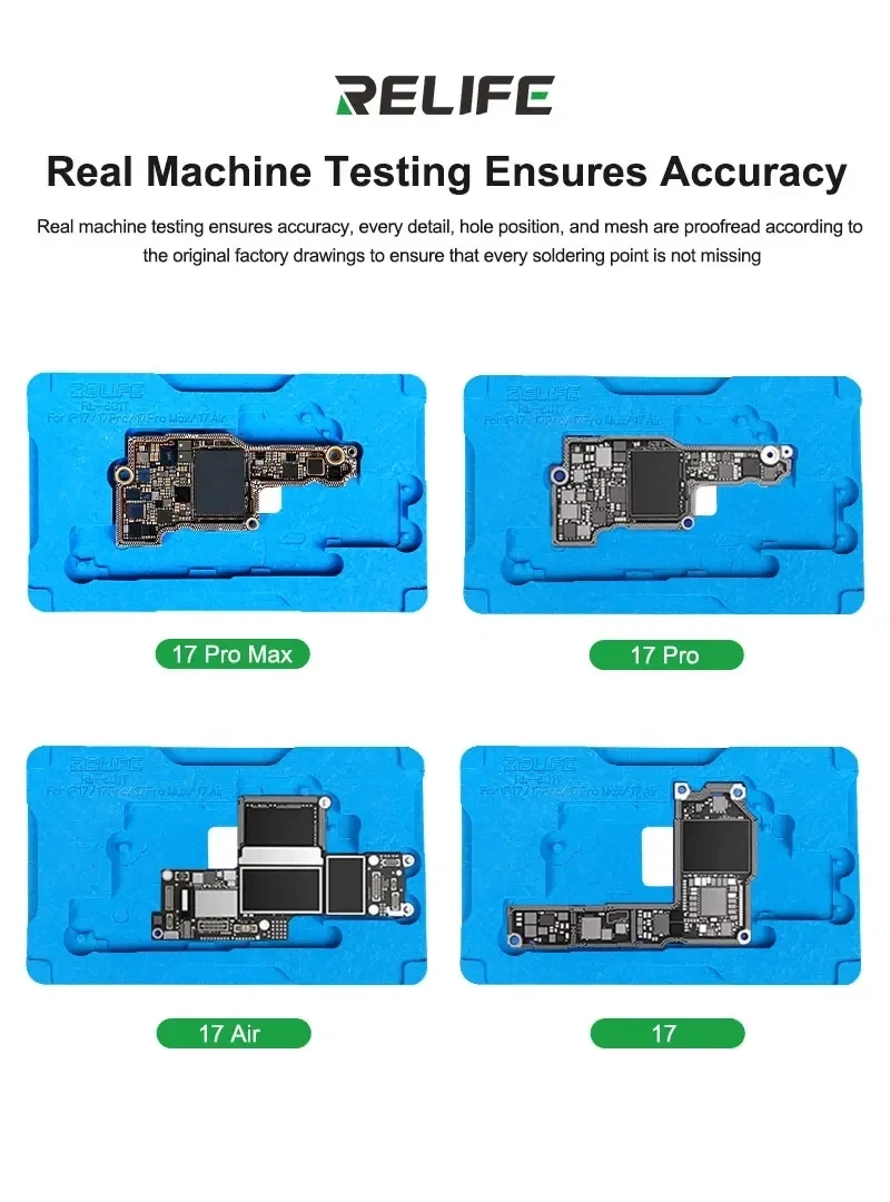 RELIFE RL-601T 31IN 1 BGA Reballing Stencil For iPhone X-17PM Middle Layer Motherboard Planting Tin Template Soldering tool
