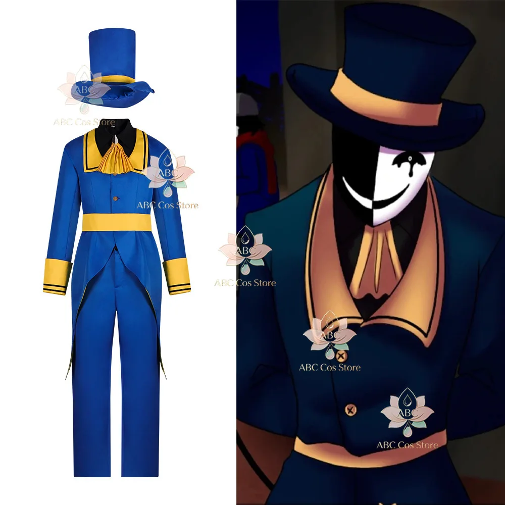Disfraces de Cosplay de Game The Freak Circus Ticket Taker, Bilheteiro, Bil, Payaso, Peluca, Abrigo, Pantalones, Sombrero, Máscara, Guantes, Conjuntos Completos para Fiesta de Terror