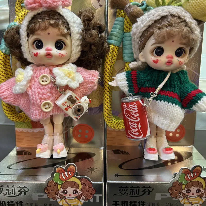 

LuoLiFen 14cm Mini Bjd Dress Up Vinyl Girl Doll With Changeable Knitted Outfits Cute Phone Pendant Birthday Gift For Girls