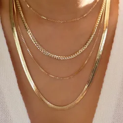 Boho Multilayer Gold Color Metal Snake Chain Clavicle Necklace Ladies 2022 Star Crystal Pendant Necklaces Girls Jewelry