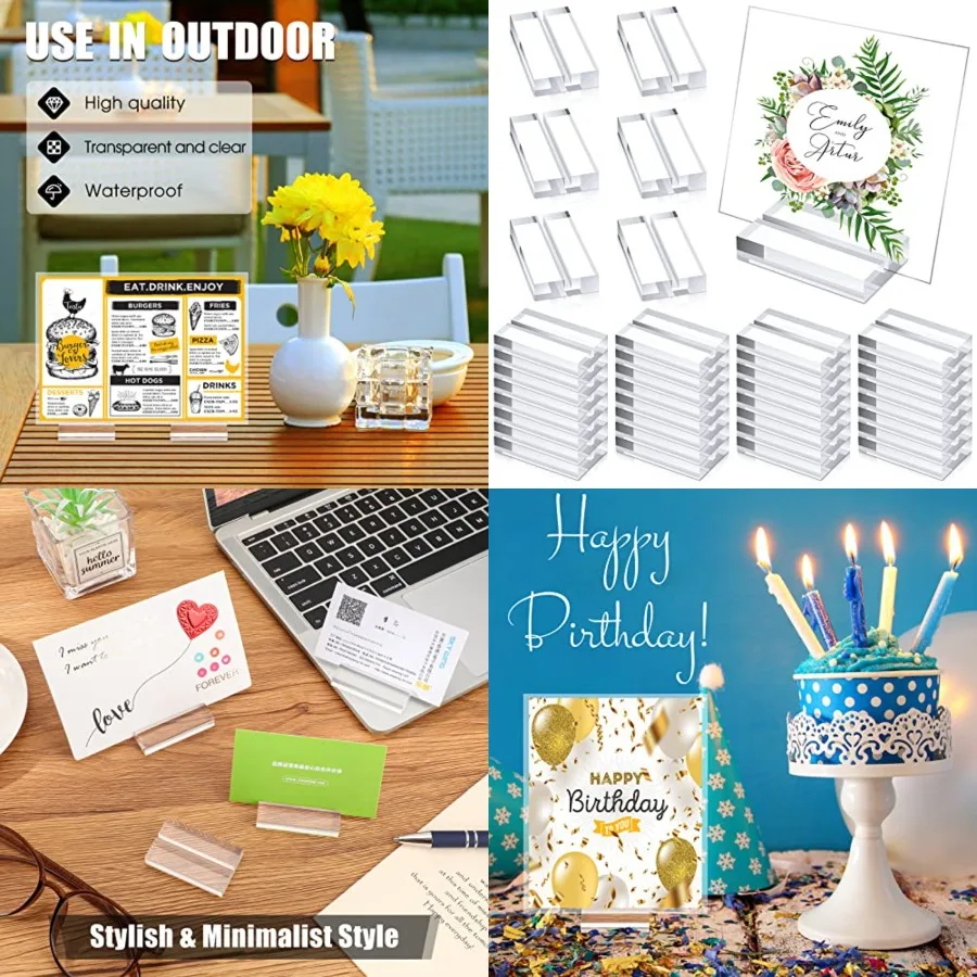 

Pieces Acrylic Place Card Holders 2 Inch Clear Stands Base with 3 mm Card Slot Numbers Display Table Sign for Wedding Exhibitio