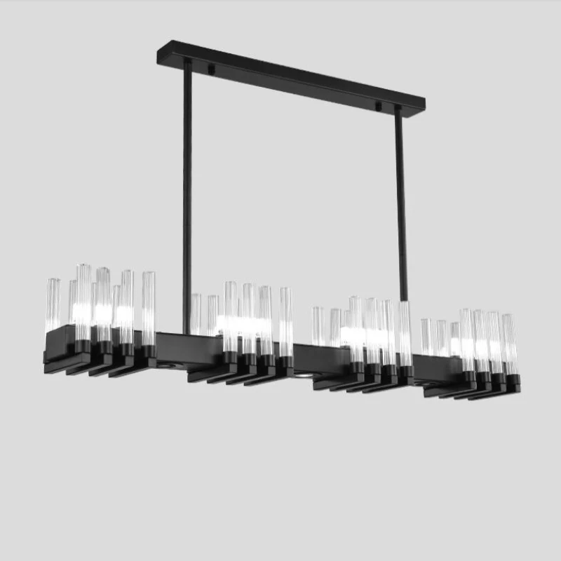 

Nordic rectangle Crystal Restaurant Light Postmodern Hotel Lobby Creative Designer Personality Candlestick Chandelier