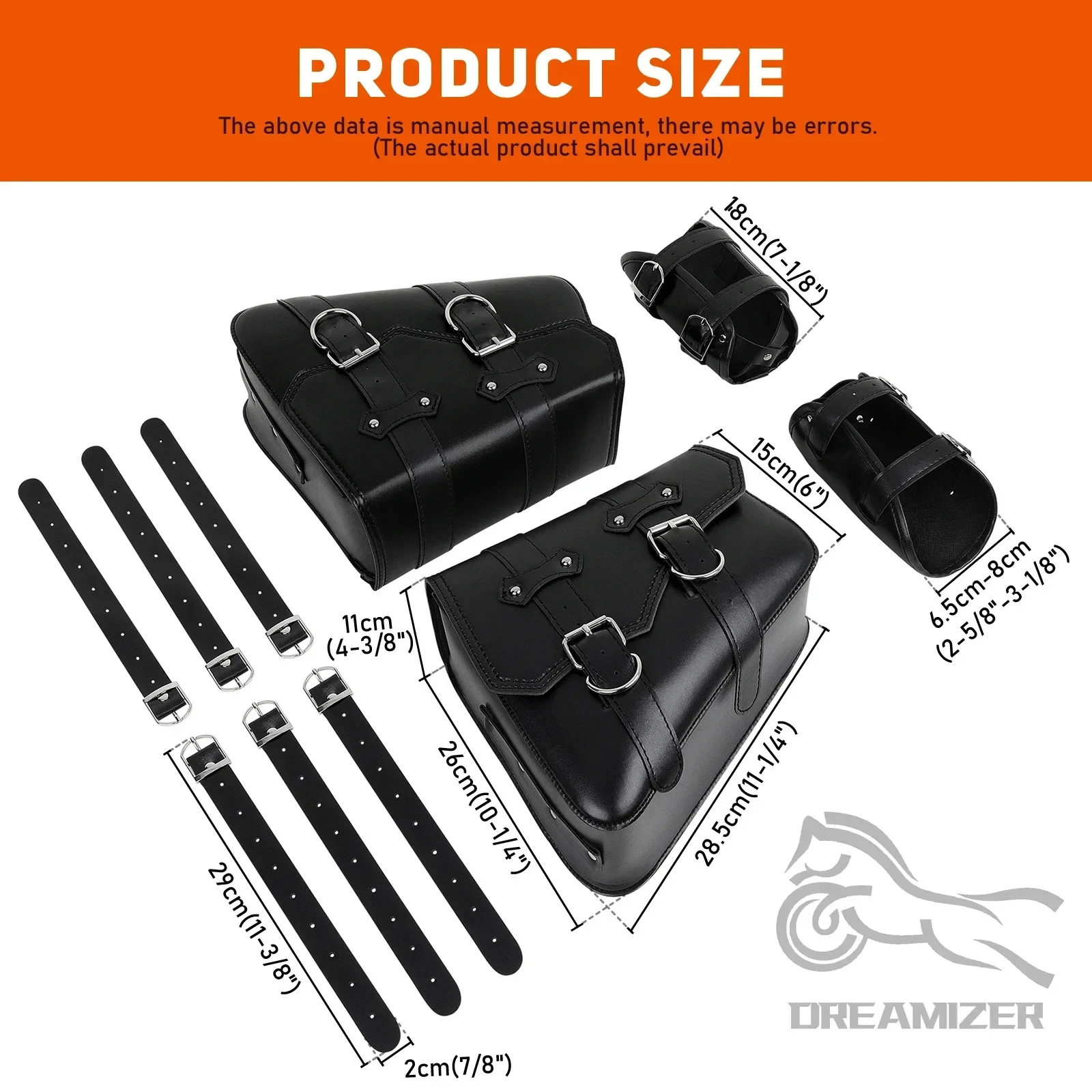Motorcycle Side Saddle Bags PU Leather Swing Arm Tool Bag for Sportster XL883 1200 Honda Suzuki Universal Storage Saddlebags