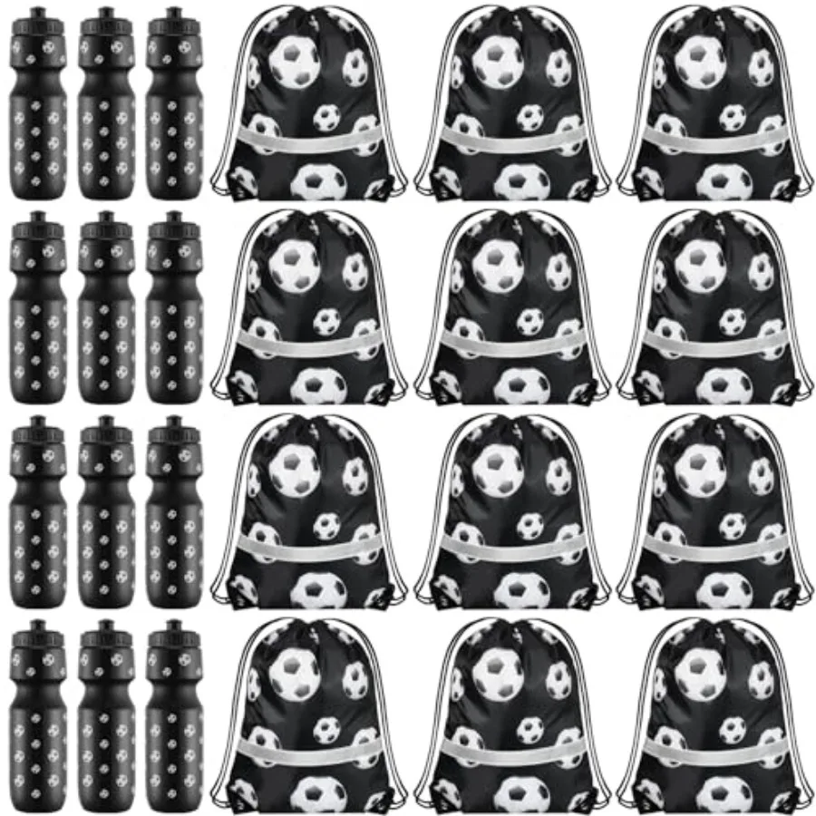 

Pcs Soccer Gift Party Favors Set Soccer Water Bottles oz with Drawstring Bags Sports Goodie Bags for Team Gifts Sports Party Su
