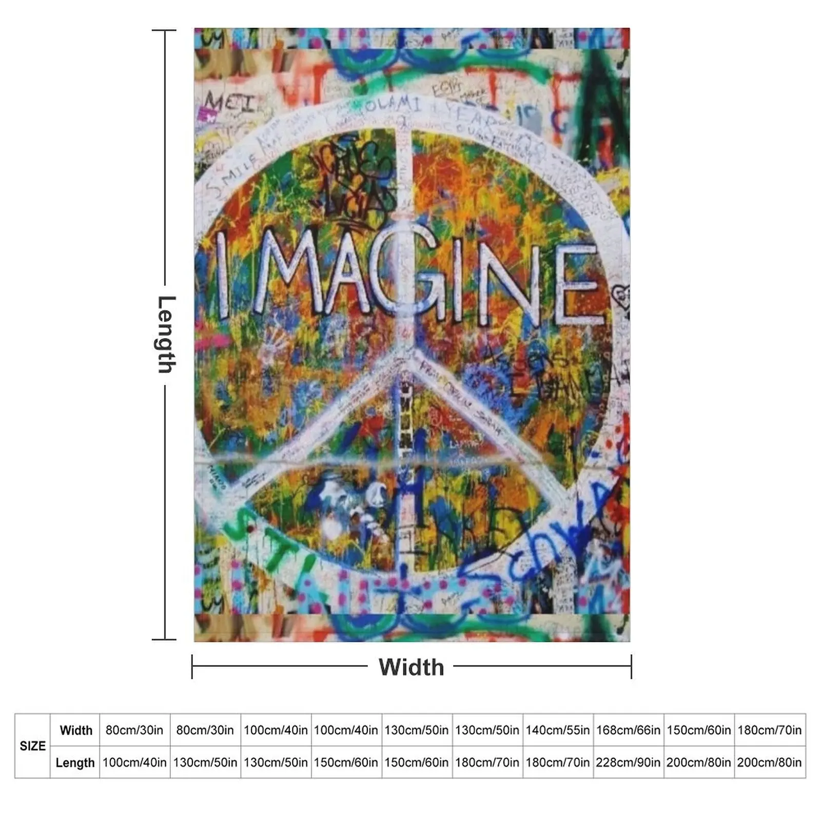 Imagine Peace,the famous John Lennon Wall Throw Blanket Furry Plush Flannel Fabric christmas gifts Blankets