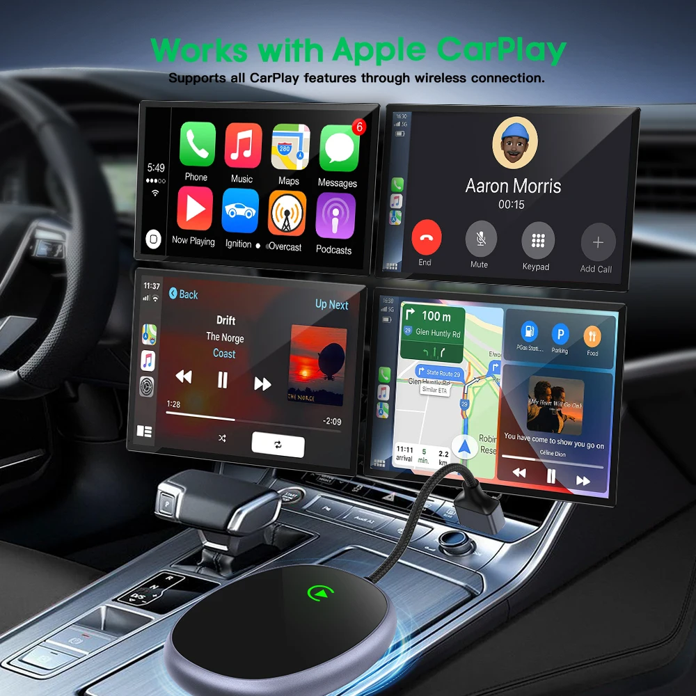 Wireless Carplay AI Box Cable to Wireless Carpay Adapter Plug and Play Bluetooth 5.0 and Wi-Fi Auto Connect for Car Radio