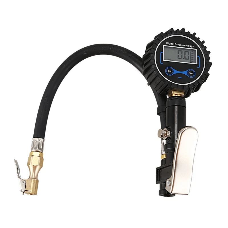 NEW-Digital Tire Inflator Pressure Gauge 200PSI LCD Display Air Compressor Pump Quick Connect Coupler For Car Truck Motorcycle